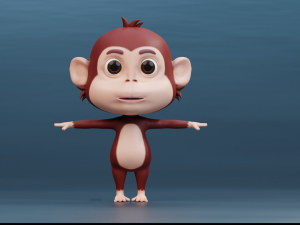 Cute Cartoon Monkey Rigged 3D Model