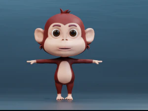Cute Cartoon Monkey Rigged 3D Model