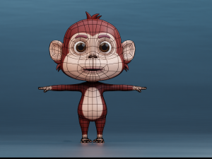 Cute Cartoon Monkey Rigged 3D Model
