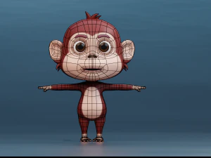 Cute Cartoon Monkey Rigged 3D Model