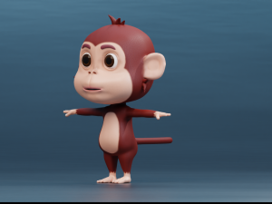 Cute Cartoon Monkey Rigged 3D Model