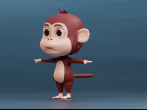 Cute Cartoon Monkey Rigged 3D Model