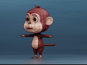 Cute Cartoon Monkey Rigged 3D Model