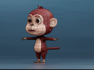 Cute Cartoon Monkey Rigged 3D Model