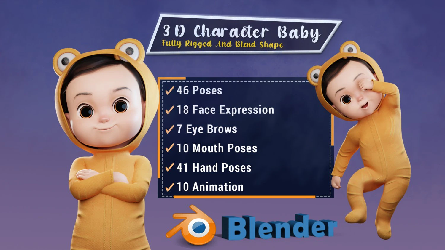 Cartoon Baby v2 Rigged and animated Low-poly 3D Model .c4d .max .obj .3ds .fbx .stl .blend 