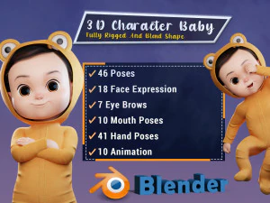 Cartoon Baby v2 リギングとアニメーションのローポリ 3Dモデル