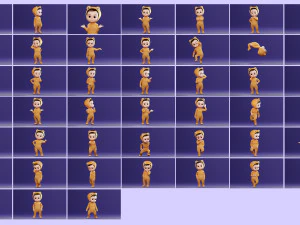 Cartoon Baby v2 Rigged and animated Low-poly 3D Model