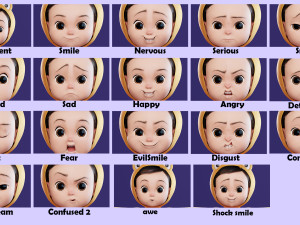 Cartoon Baby v2 Rigged and animated Low-poly Modelo 3D