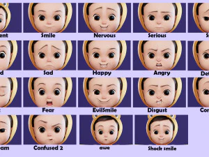 Cartoon Baby v2 Rigged and animated Low-poly 3D Model
