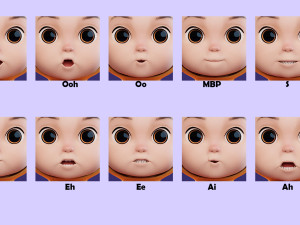 Cartoon Baby v2 Rigged and animated Low-poly Modelo 3D