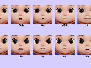 Cartoon Baby v2 Rigged and animated Low-poly 3D Model