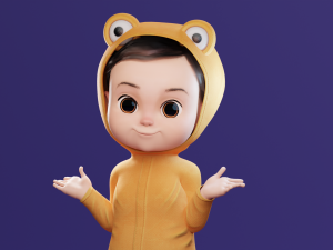 Cartoon Baby v2 Rigged and animated Low-poly Modelo 3D