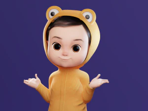 Cartoon Baby v2 Rigged and animated Low-poly 3D Model