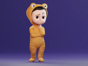 Cartoon Baby v2 Rigged and animated Low-poly 3D Model