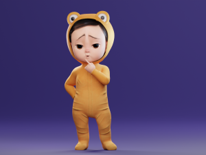 Cartoon Baby v2 Rigged and animated Low-poly Modelo 3D