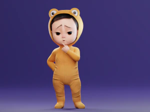 Cartoon Baby v2 Rigged and animated Low-poly 3D Model