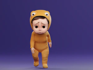 Cartoon Baby v2 Rigged and animated Low-poly 3D Model