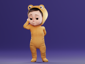 Cartoon Baby v2 Rigged and animated Low-poly Modelo 3D
