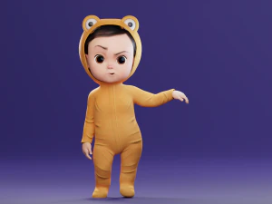 Cartoon Baby v2 Rigged and animated Low-poly 3D Model