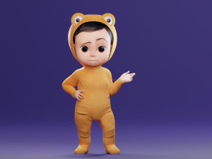 Cartoon Baby v2 Rigged and animated Low-poly Modelo 3D