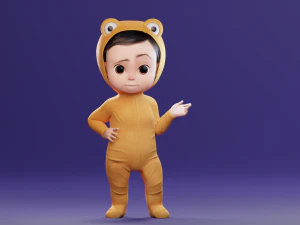 Cartoon Baby v2 Rigged and animated Low-poly 3D Model