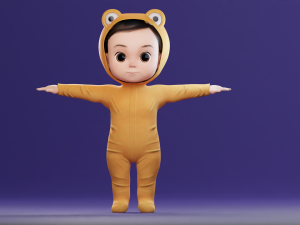 Cartoon Baby v2 Rigged and animated Low-poly Modelo 3D