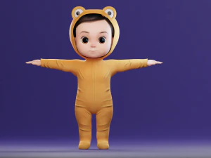 Cartoon Baby v2 Rigged and animated Low-poly 3D Model