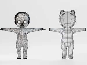 Cartoon Baby v2 Rigged and animated Low-poly 3D Model