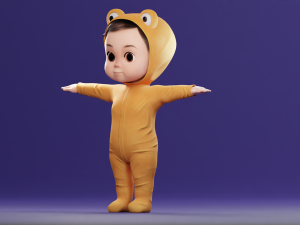 Cartoon Baby v2 Rigged and animated Low-poly Modelo 3D