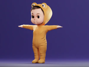 Cartoon Baby v2 Rigged and animated Low-poly 3D Model