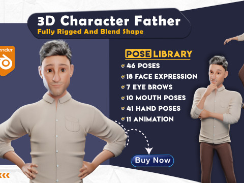 Pixar-Style Father Character 3Dモデル
