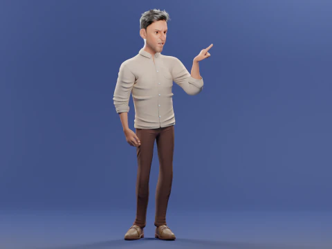 Pixar-Style Father Character 3D Model