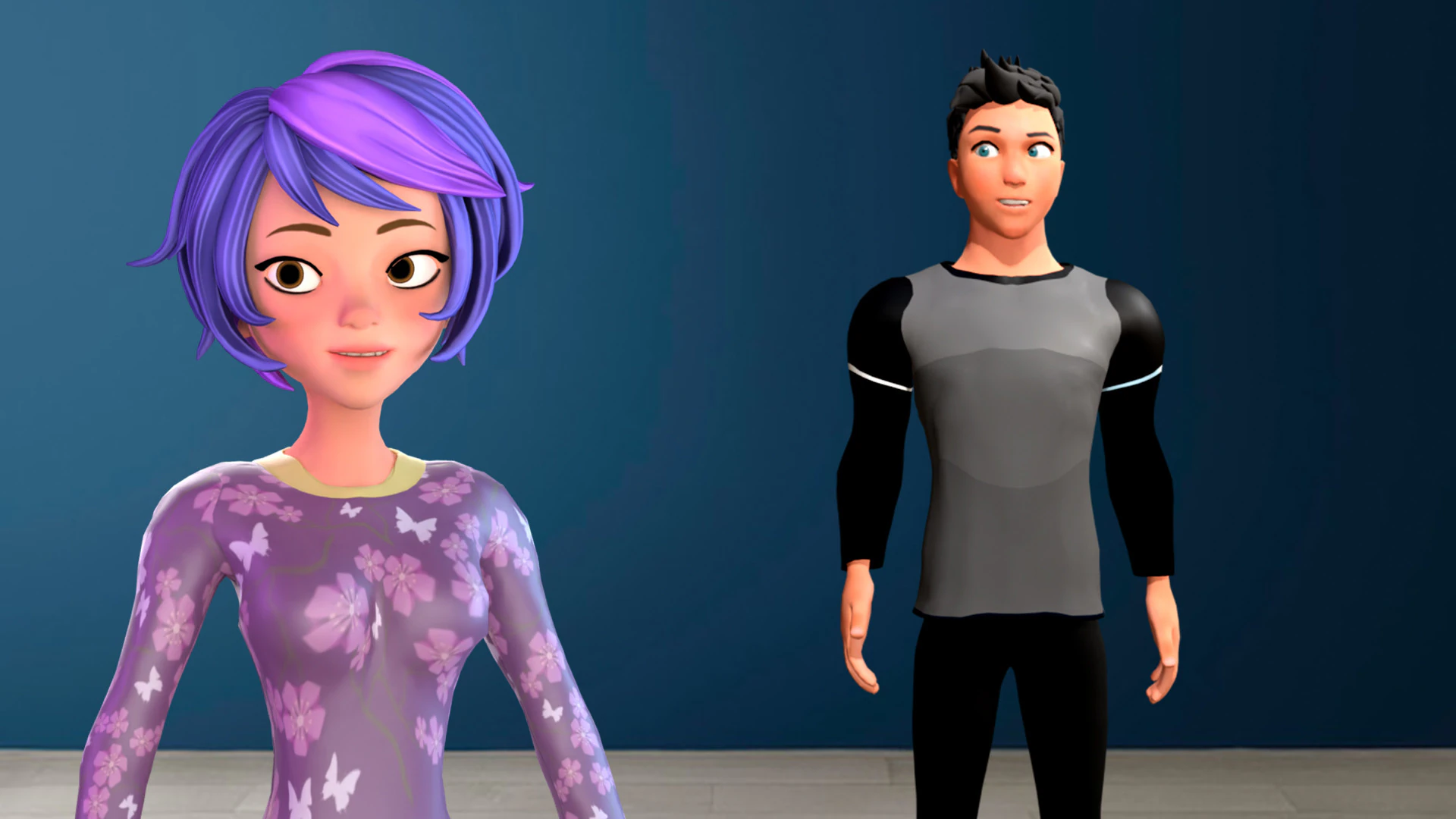 Cartoon male and female Rigged Low-poly 3D Model .c4d .max .obj .3ds .fbx .stl .blend 