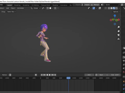 Cartoon male and female Rigged Low-poly 3D Model