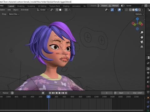 Cartoon male and female Rigged Low-poly 3D Model