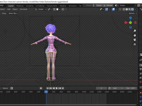 Cartoon male and female Rigged Low-poly 3D Model