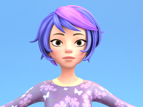 Cartoon male and female Rigged Low-poly Modèle 3D