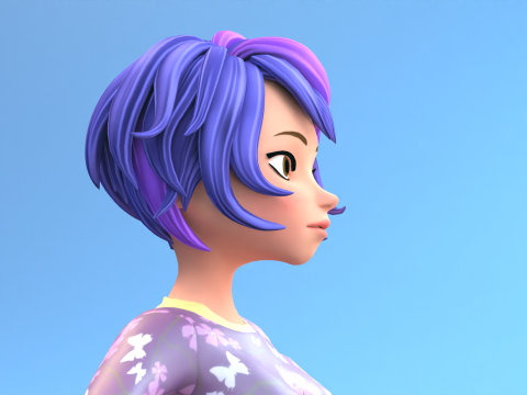 Cartoon male and female Rigged Low-poly Modèle 3D