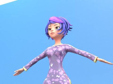 Cartoon male and female Rigged Low-poly Modèle 3D