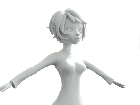 Cartoon male and female Rigged Low-poly 3D Model