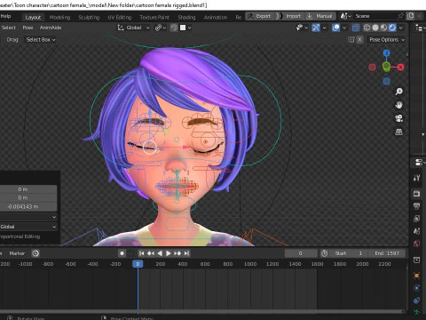 Cartoon male and female Rigged Low-poly 3D Model