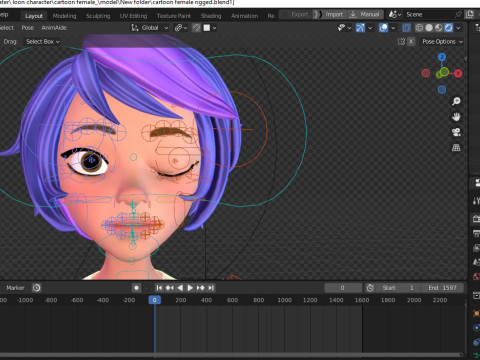 Cartoon male and female Rigged Low-poly Modèle 3D