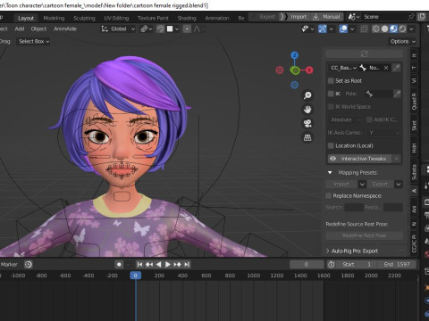Cartoon male and female Rigged Low-poly Modèle 3D