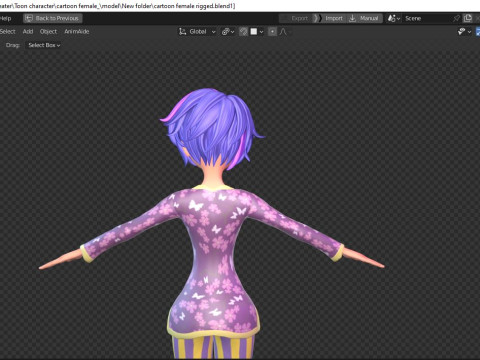 Cartoon male and female Rigged Low-poly Modèle 3D