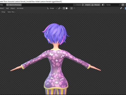 Cartoon male and female Rigged Low-poly 3D Model