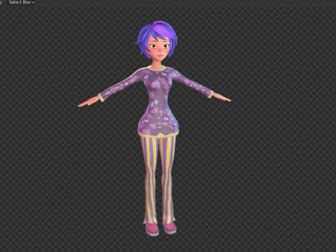 Cartoon male and female Rigged Low-poly Modèle 3D