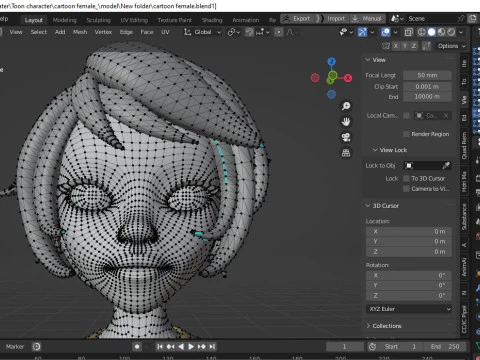 Cartoon male and female Rigged Low-poly 3D Model