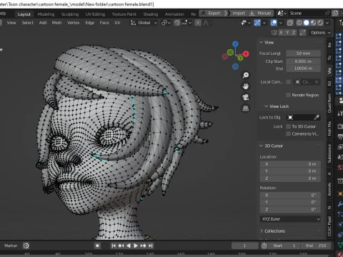Cartoon male and female Rigged Low-poly 3D Model