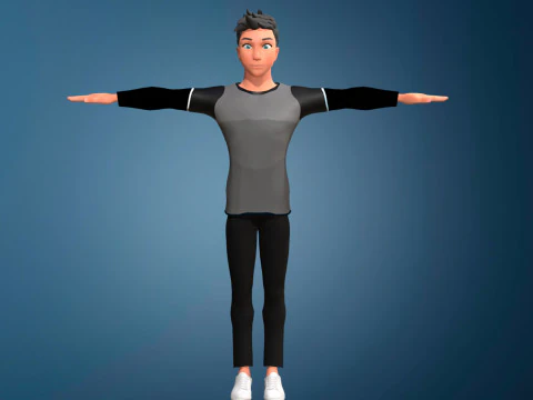 Cartoon male and female Rigged Low-poly 3D Model
