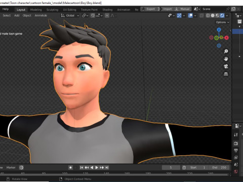 Cartoon male and female Rigged Low-poly Modèle 3D